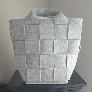 Gray Woven Tote Bag